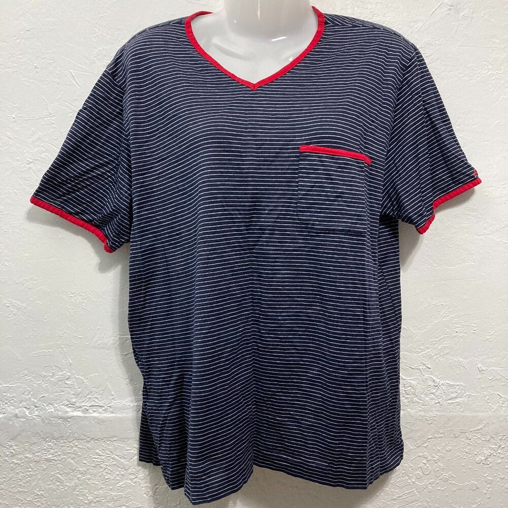 SCHIATTI & CO Womens Blue T Shirt Top Made Italy Striped Egyptian Raw Cotton
